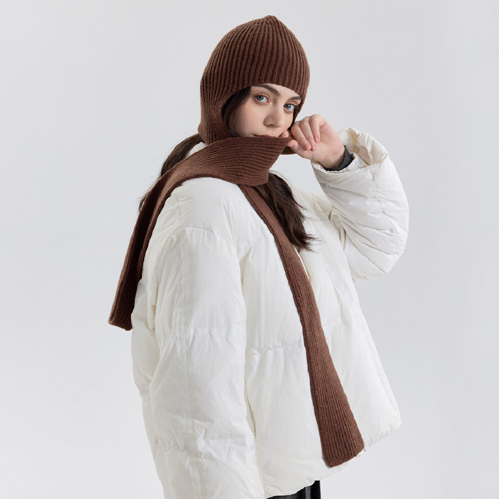 Stylish Solid Color Warm Hooded Scarf 6W6NSW252