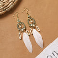 Retro Feather Tassel Earrings - DippedShop Wholesale - #5043