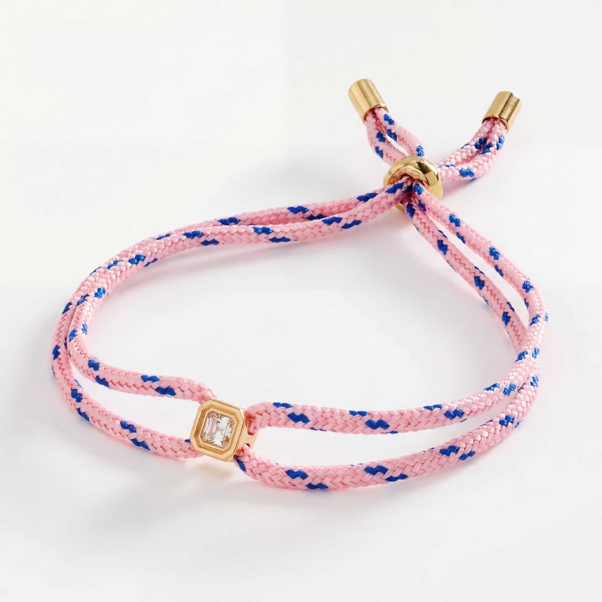 Trendy Square Rhinestone Adjustable Rope Bracelet 6W6JBR531