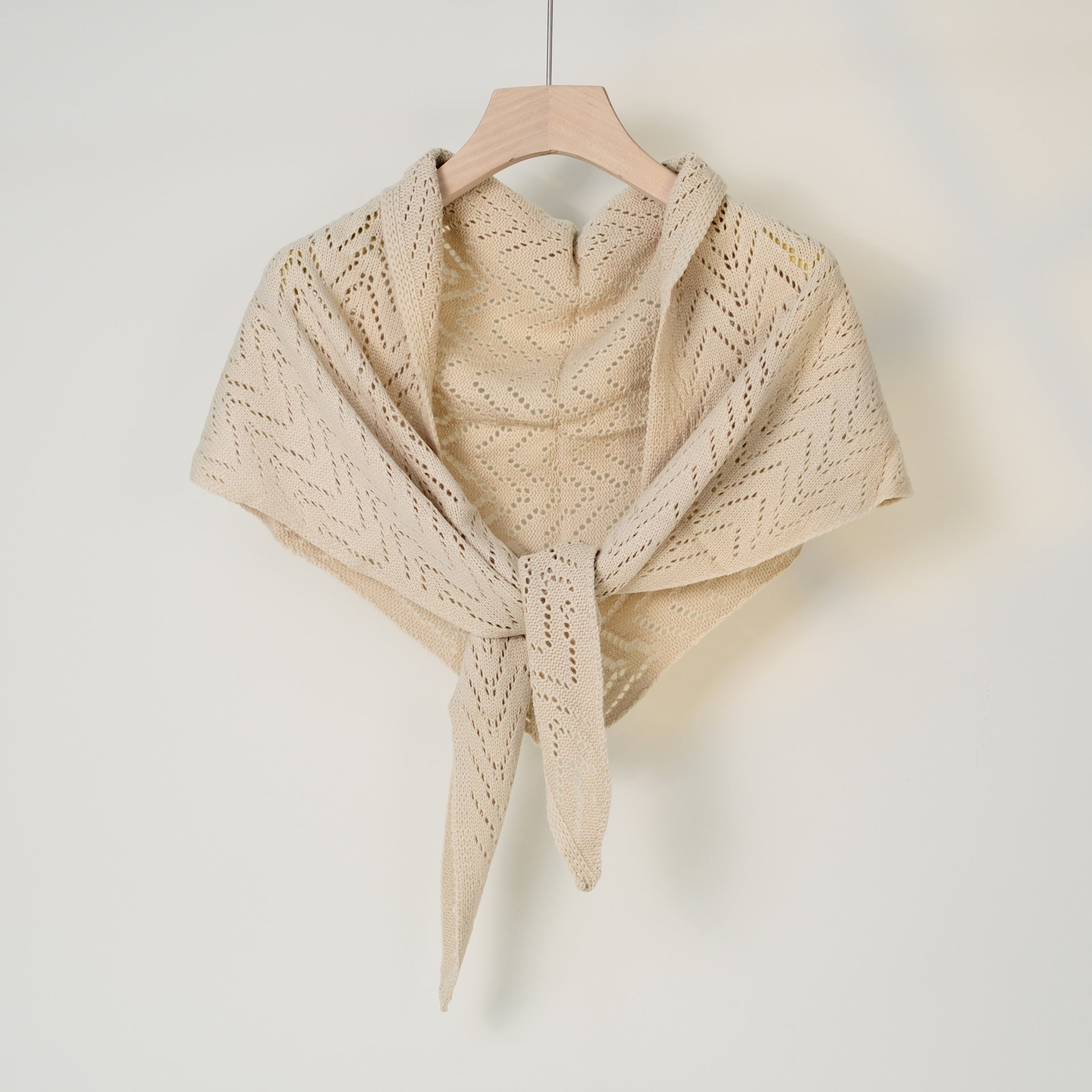 Minimalist Hollow Out Solid Color Knit Triangle Shawl 6W6NSC49
