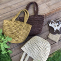 Minimalist Solid Color Hollow Straw Woven Handbag MK2BK6W10BBG11