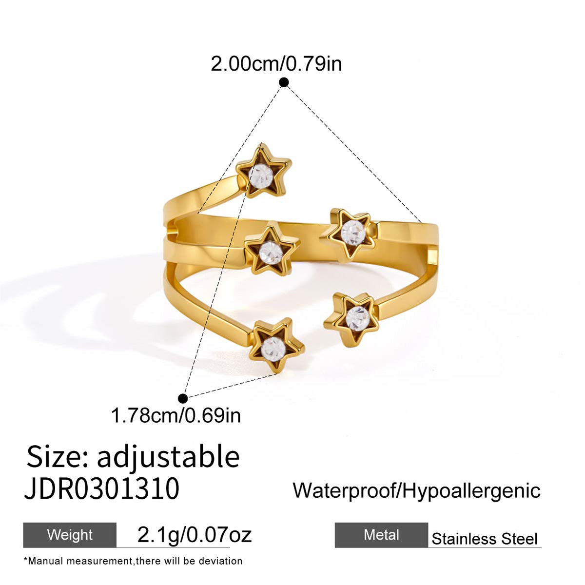 Chunky Cubic Zirconia Open Ring - DippedShop Wholesale - #4867