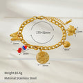 Fashion Gold Plated Floral Heart Charm Bracelet 6W6JBR513