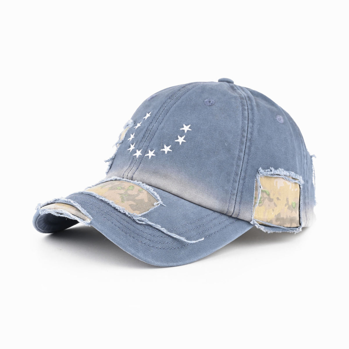 Vintage Star Print Distressed Ripped Baseball Cap 6W6HAT777