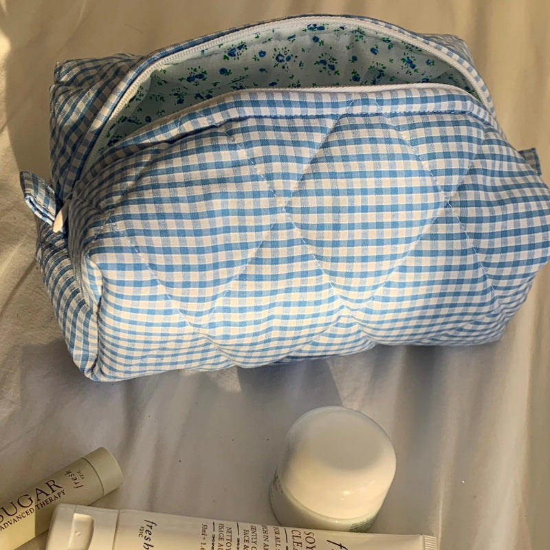 Quilted Plaid Cosmetic Bag - DippedShop Wholesale - #5011