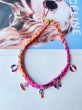 Hand Woven USA Flag Umbrella Pendant Choker Necklace 8ZA6JNC287T
