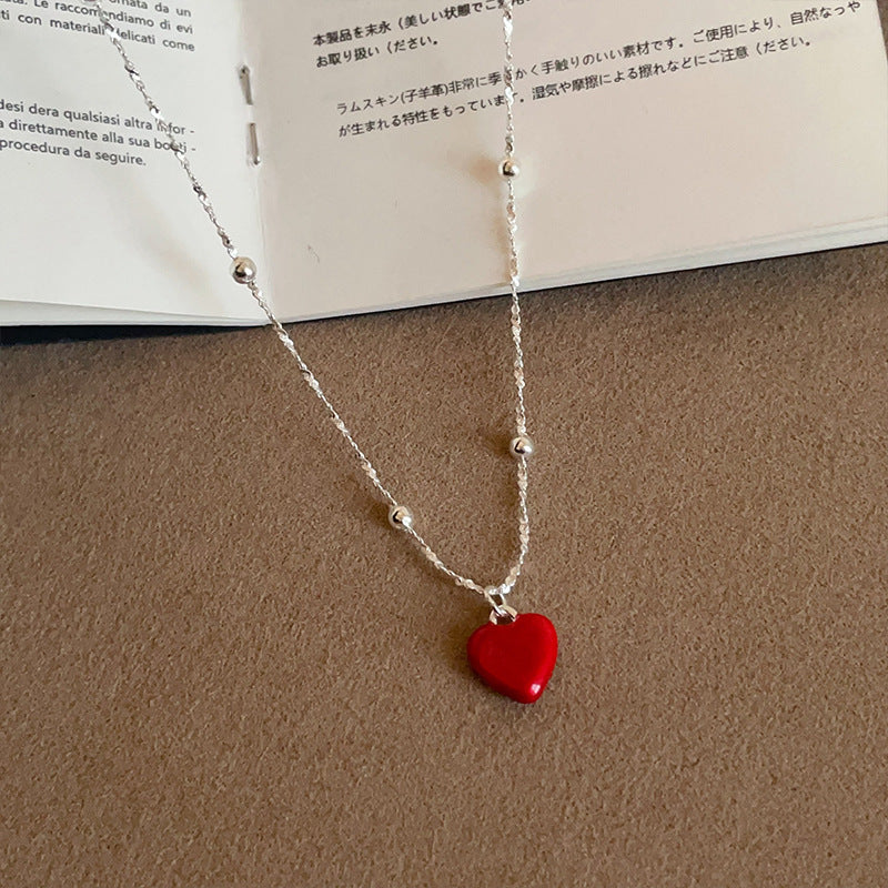 Sweet Red Heart Pendant Chain Necklace 6W6JNC428