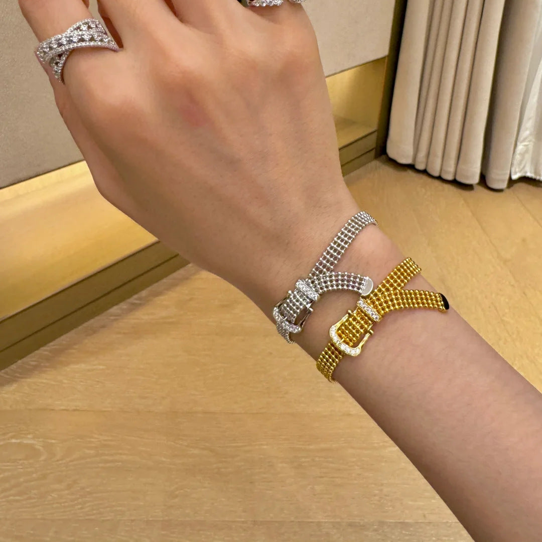 Fashion Gold Plated Watch Band Bangle Bracelet 6W6JBR463