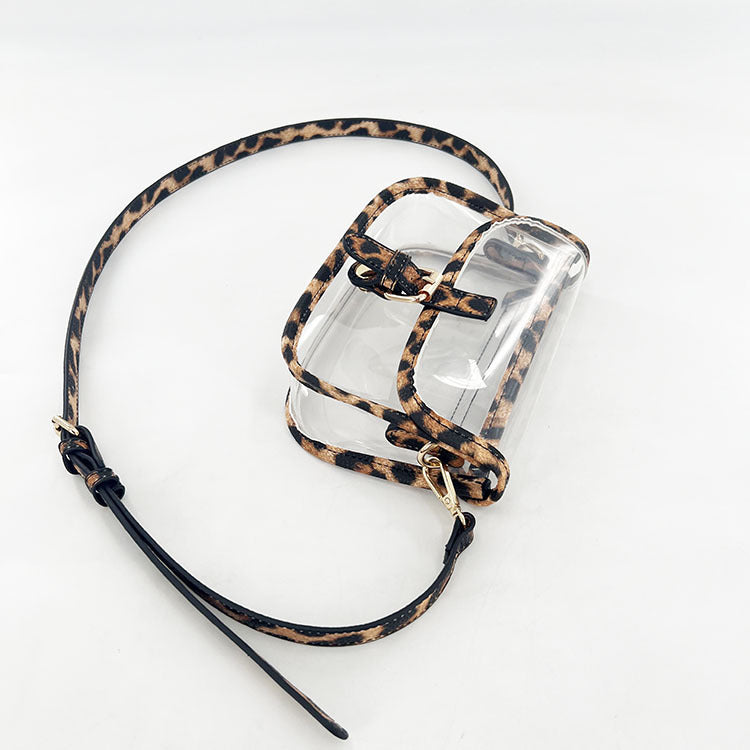 Trendy Transparent Leopard Print Square Crossbody Bag 6W10BBG1966