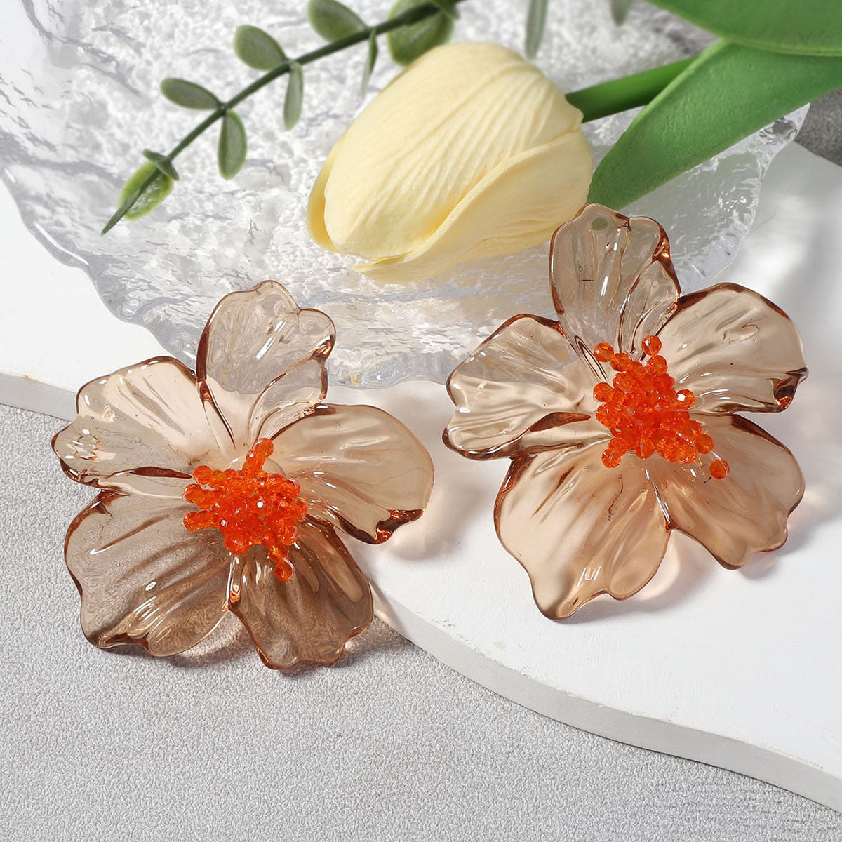Transparent Acrylic Flower Studs - DippedShop Wholesale - #5187
