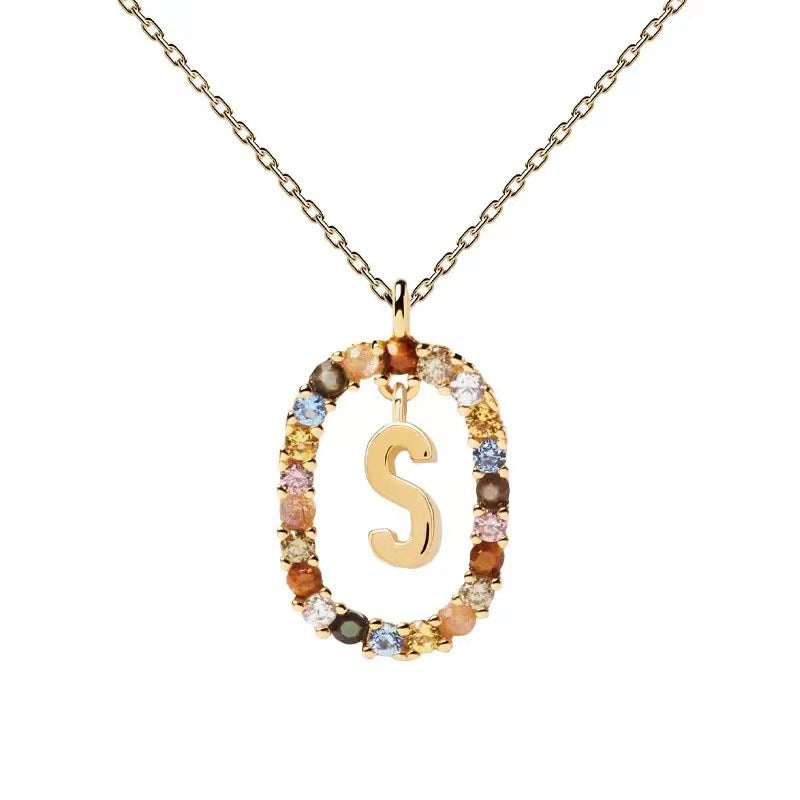 Colorful CZ Letter Pendant - DippedShop Wholesale - #0675