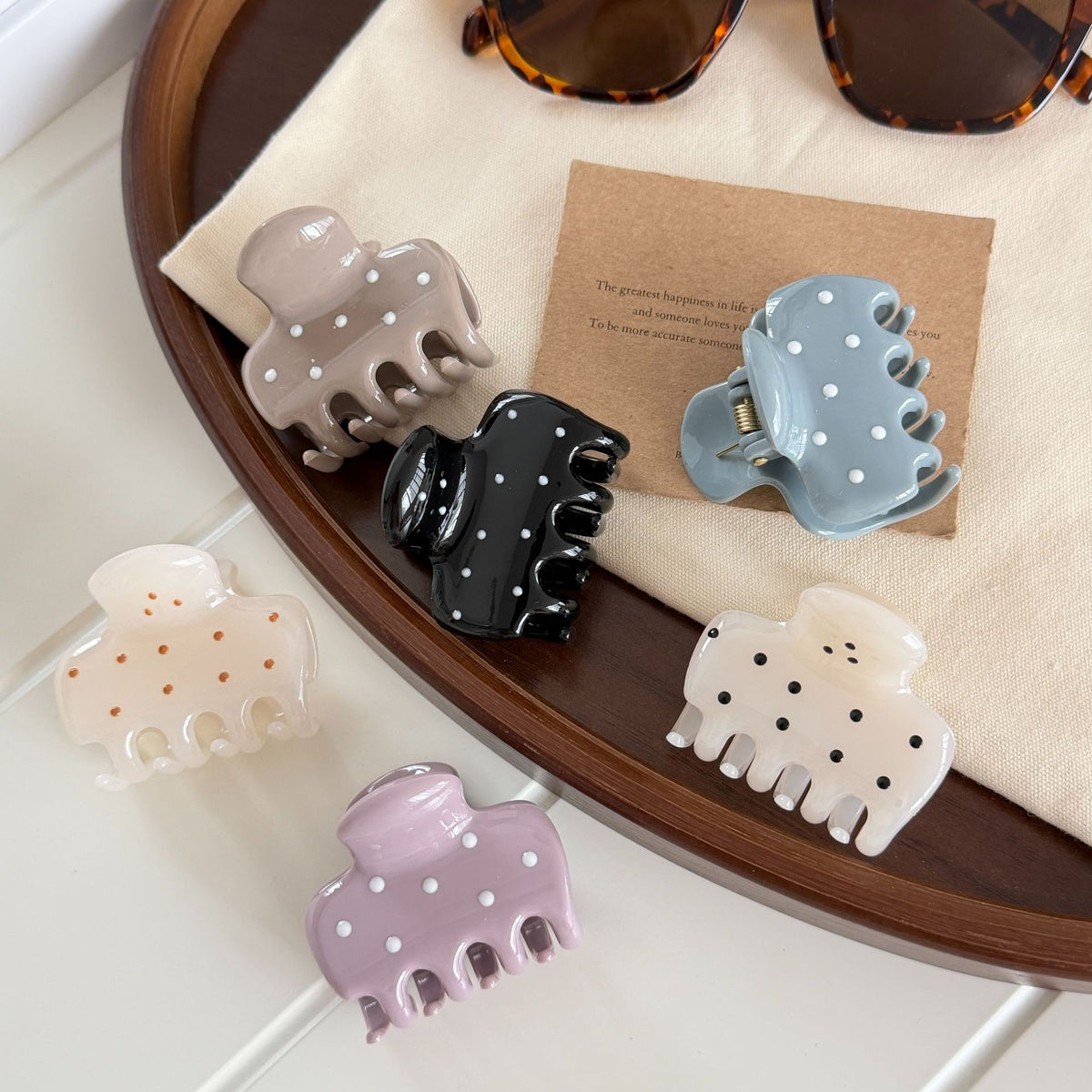 Cute Polka Dot Mini Square Hair Claw 6W6HCP1627