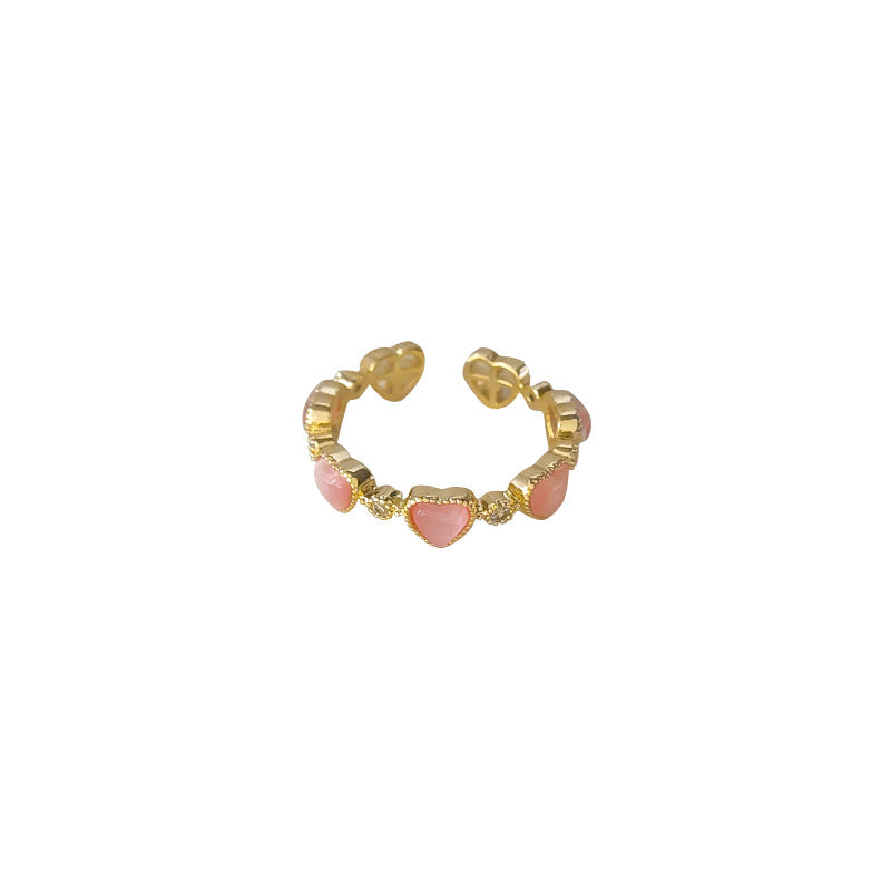 Pink Cat's Eye Heart Ring - DippedShop Wholesale - #5651