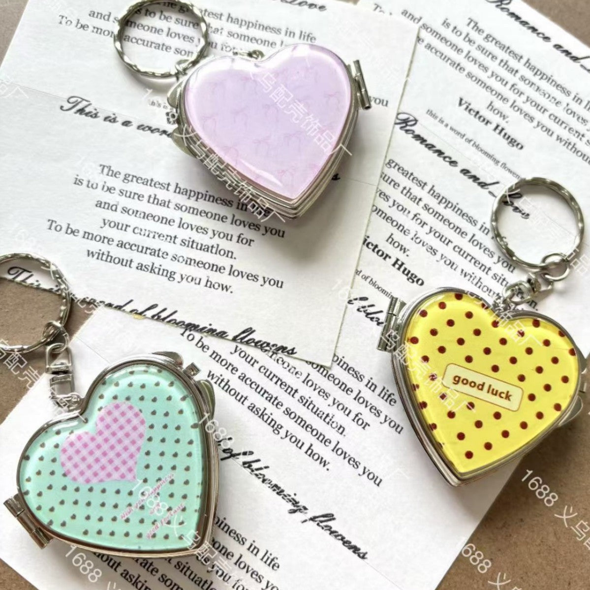 Heart Polka Dot Keychain - DippedShop Wholesale - #6899