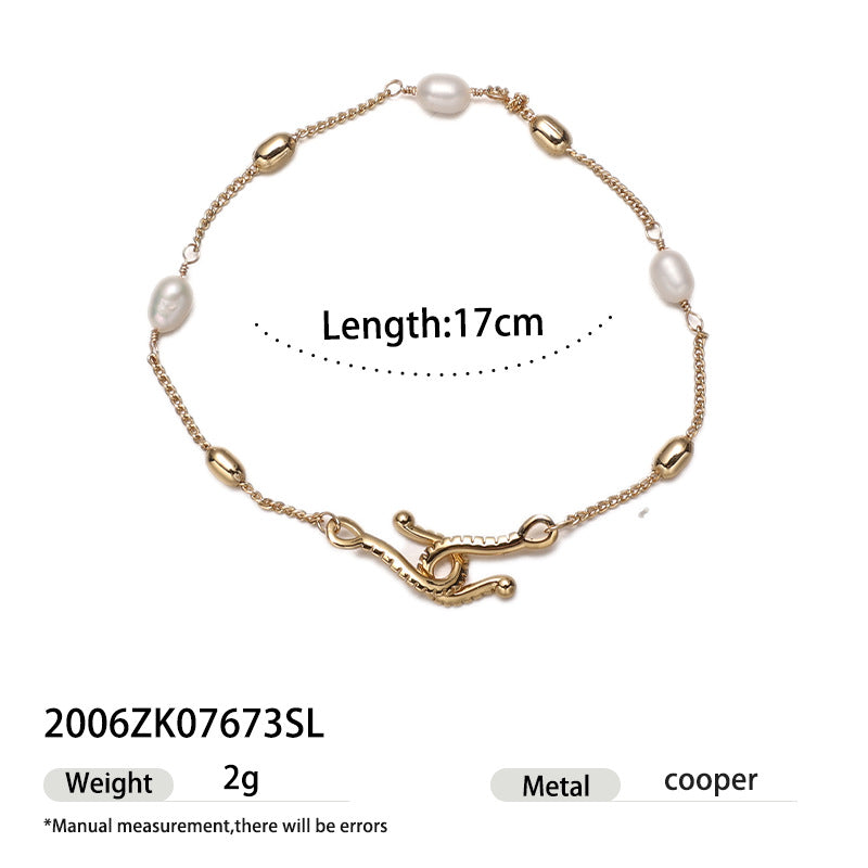 Gold Plated Pearl Bracelet - DippedShop Wholesale - #9091