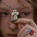 Gemstone Cross Pendant Necklace - DippedShop Wholesale - #5267