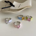 Enamel Heart Rhinestone Ring - DippedShop Wholesale - #3123