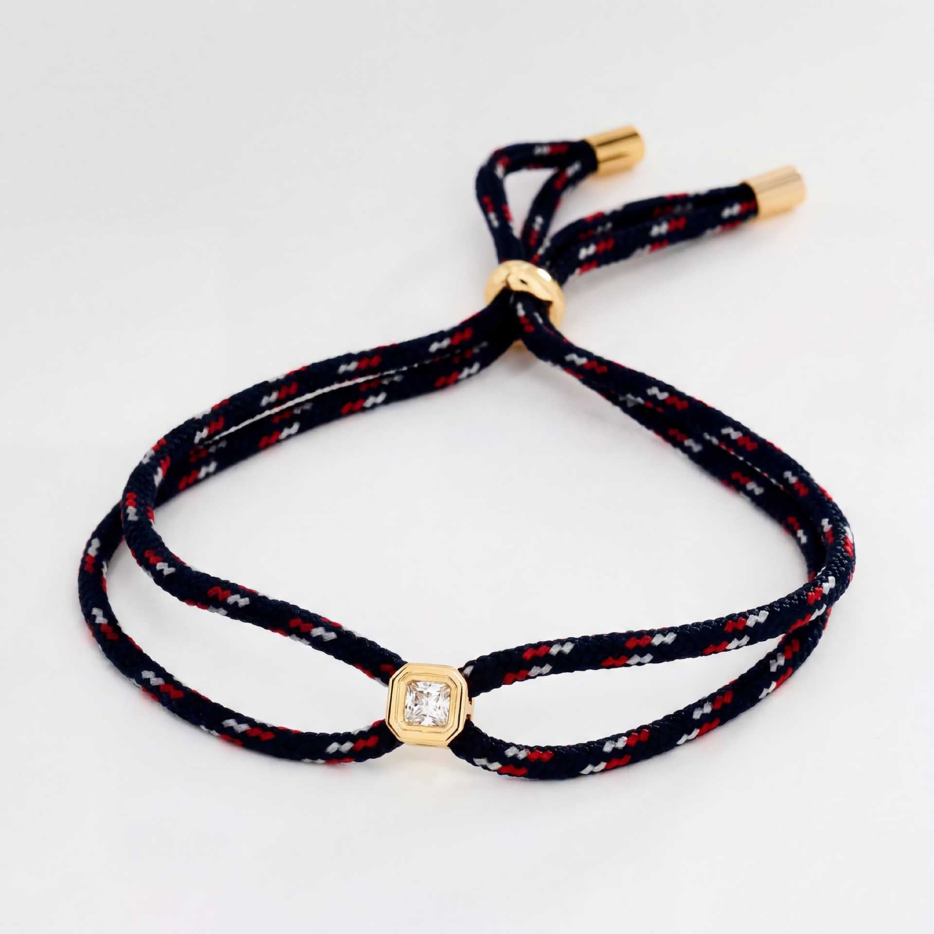 Trendy Square Rhinestone Adjustable Rope Bracelet 6W6JBR531