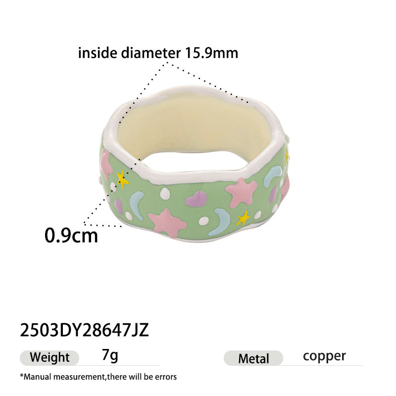 Apple Pattern Enamel Ring - DippedShop Wholesale - #9011