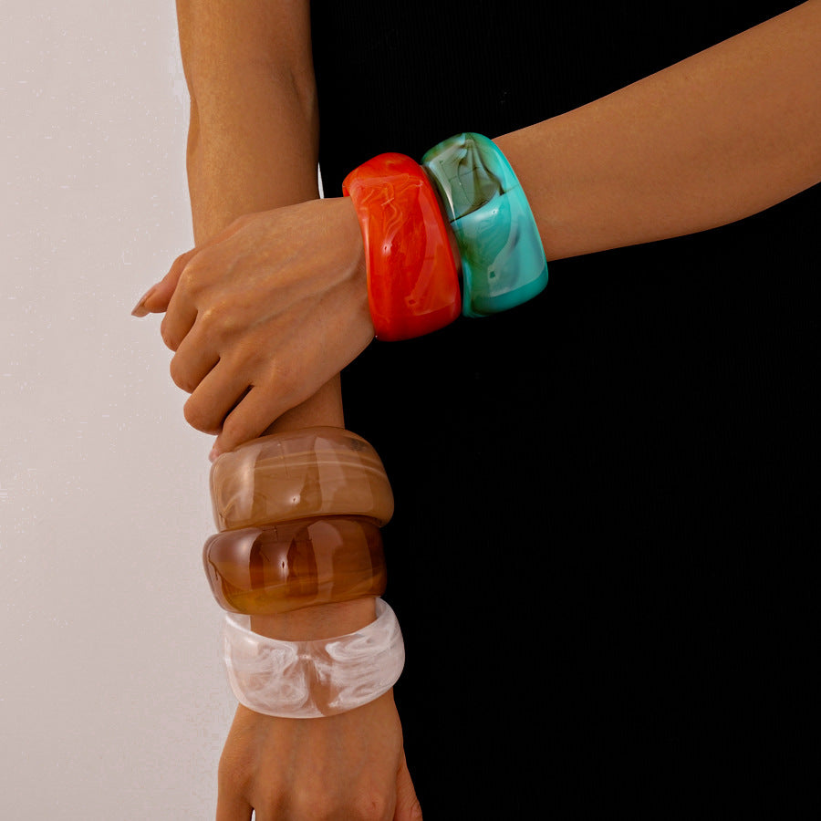 Multi-color Wide Irregular Simple Acrylic Bracelets DP25D620