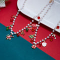 Christmas Santa Snowman Bell Charm Necklace 6W6JNC876