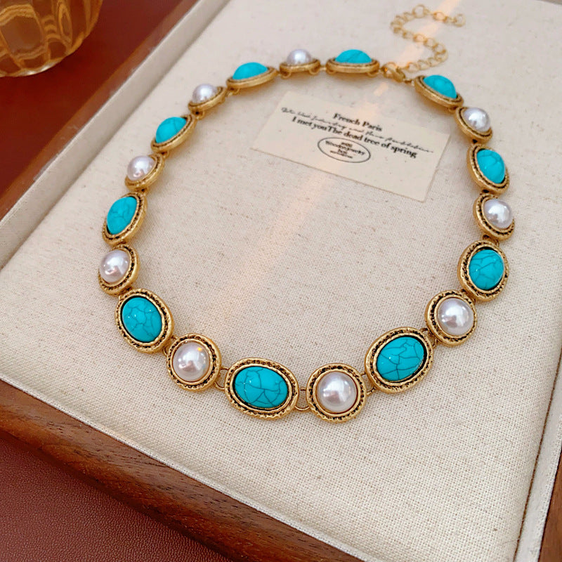 Boho Style Droplet Pendant Beads Choker Necklace 6W6JNC965