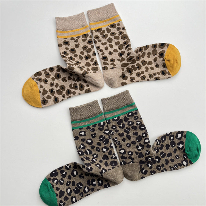 Leopard Print Crew Socks - DippedShop Wholesale - #8739