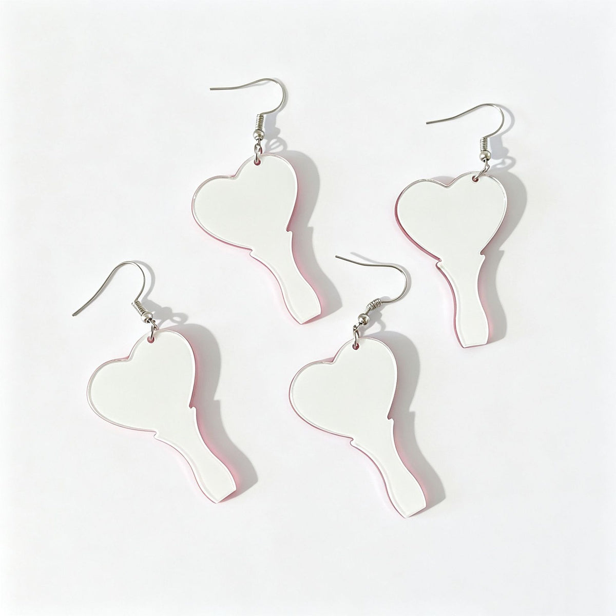 Heart Mirror Hook Earrings - DippedShop Wholesale - #7203