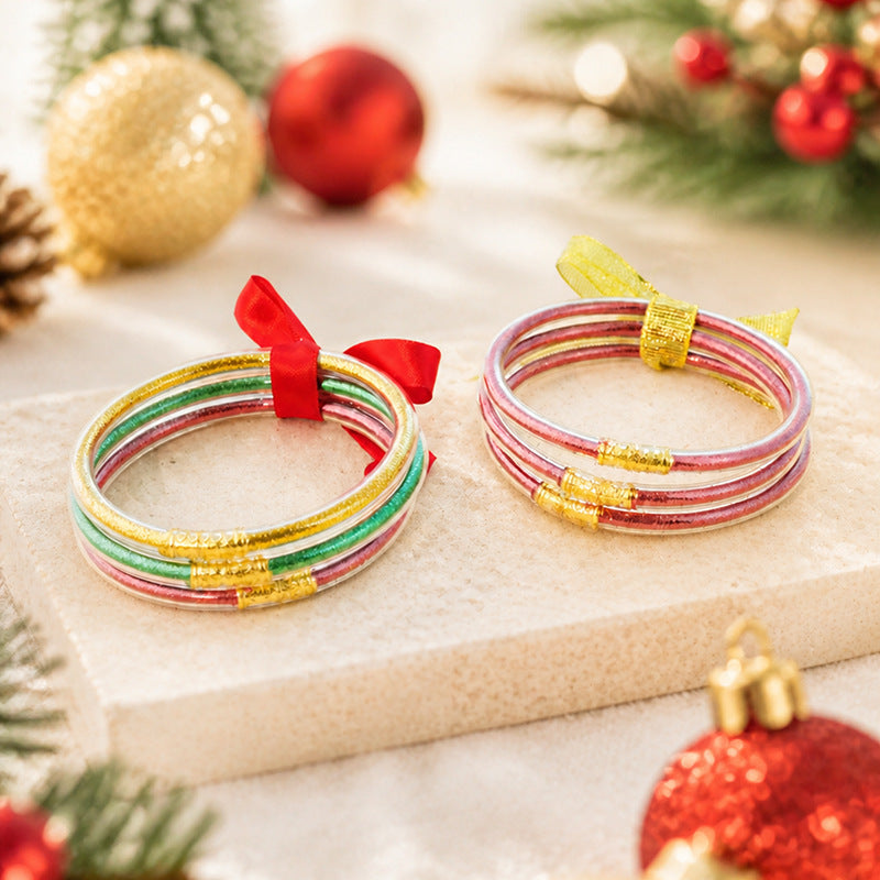 Cute Glitter Filled Jelly Bangle Bracelets Set 6W6JBR658