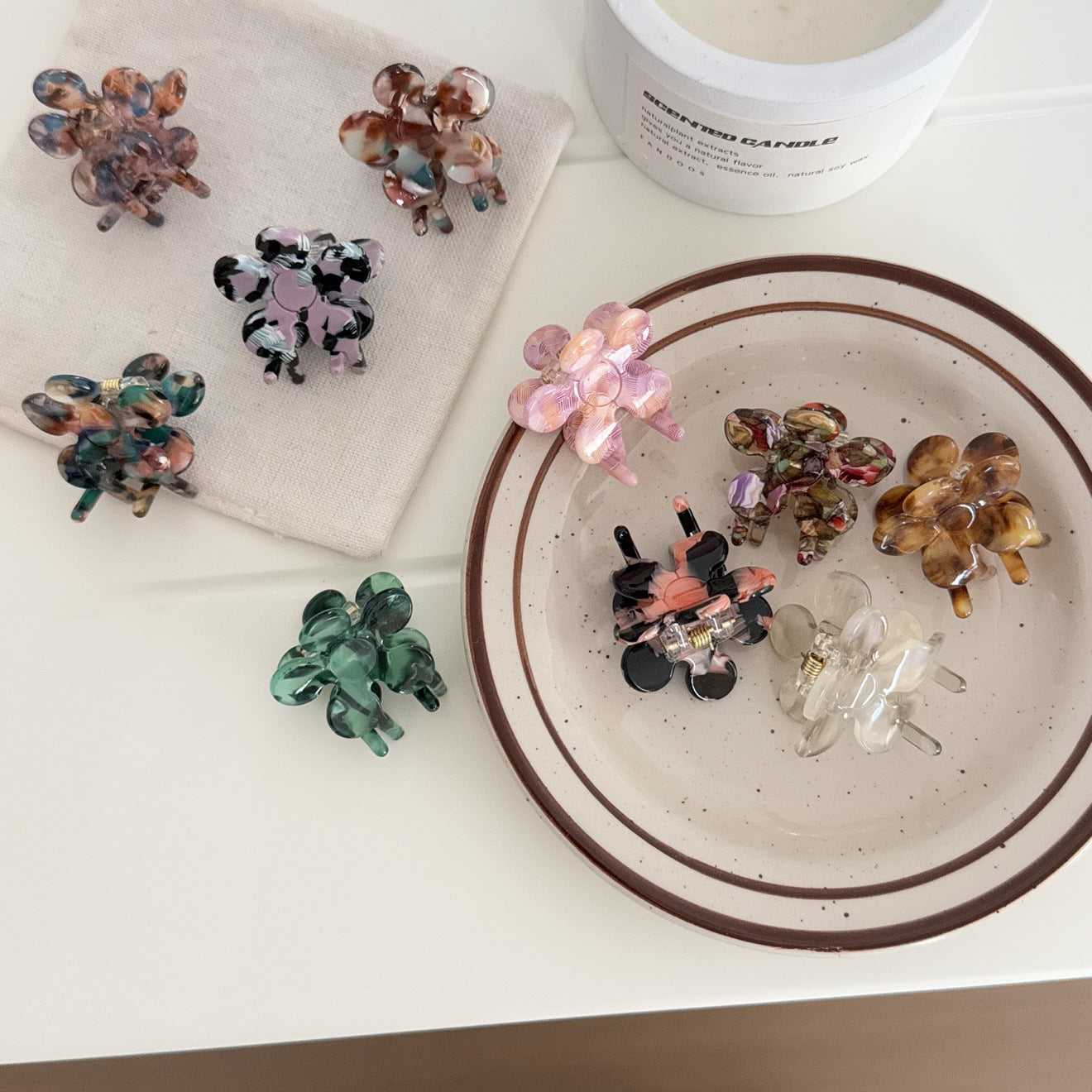 Cute Mini Color Block Flower Hair Claw Clip 6W6HCP1287