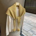 Knit Pom-Pom Shawl - DippedShop Wholesale - #5235