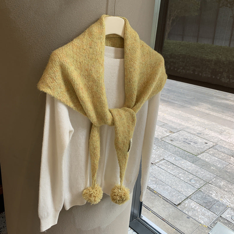 Knit Pom-Pom Shawl - DippedShop Wholesale - #5235