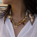 Vintage Flower Scarf Necklace - DippedShop Wholesale - #7059