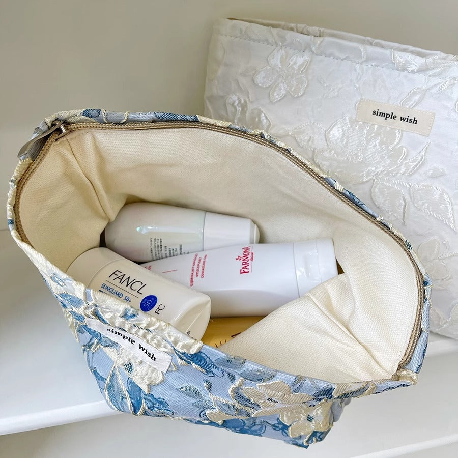Flower Embossed Makeup Bag - DippedShop Wholesale - #8339