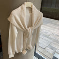 Knit Pom-Pom Shawl - DippedShop Wholesale - #0771
