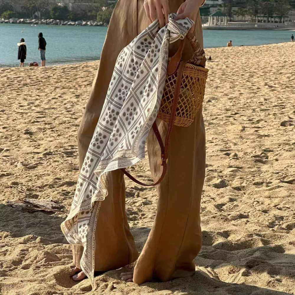 Boho-Style Geometric Print Waist Belt Silk Scarf MK2BLW6W6NSI50