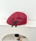 Elegant Bow Knot Hollow Crochet Beanie Hat MK2CK6W6HAT60