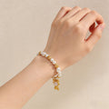 Elegant Pearl Shell Charm Beaded Chain Bracelet 6W6JBR523