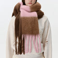 Fluffy Colorblock Oversized Plaid Scarf - DippedShop Wholesale - #8867