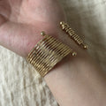 Simple Gold Plated Multi-Layer Open Bracelet 6W6JBR580