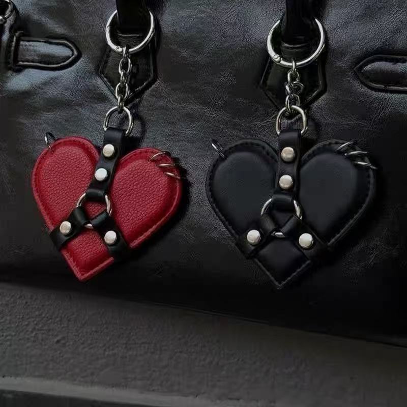 Studded Heart Bag Charm - DippedShop Wholesale - #0499