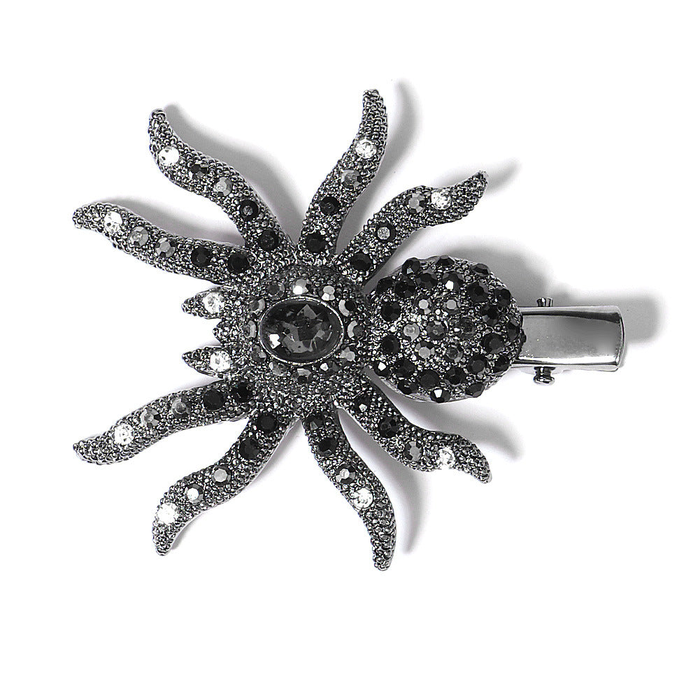 Sparkling Black Rhinestone Spider Duckbill Hair Clip 6W6HCP1319