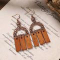 Geometric Wooden Dangle Earrings - DippedShop Wholesale - #4867