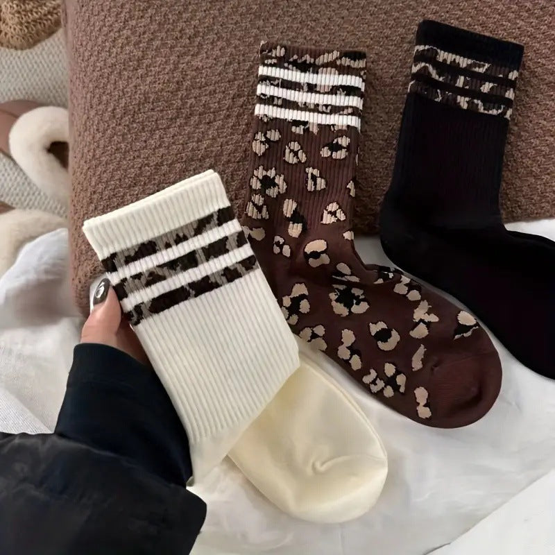 Stylish Leopard Print Non Slip Crew Socks 6W8FSO869