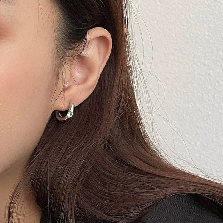 Cubic Zirconia Huggie Hoop Earrings - DippedShop Wholesale - #5539
