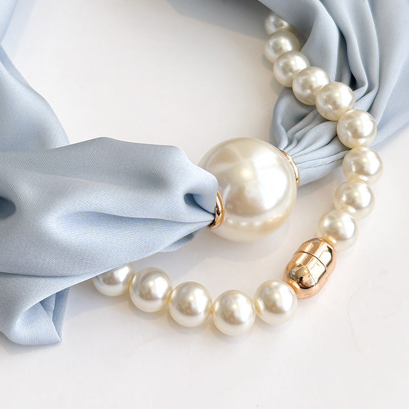 Elegant Magnetic Pearl Chain Necklace Scarf MK2BLW6W6NSI79