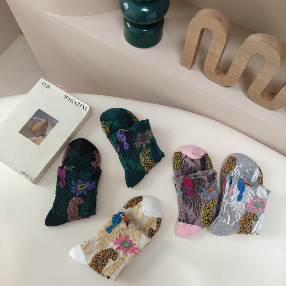 Boho Style Color Block Jacquard Crew Socks 6W8FSO742
