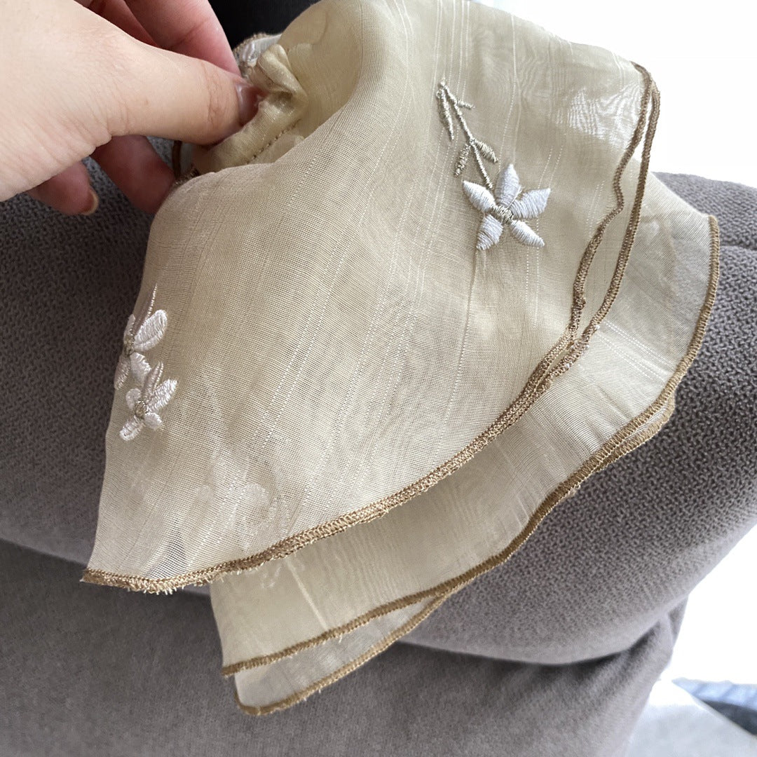 Floral Embroidery Hair Scrunchie - DippedShop Wholesale - #5107