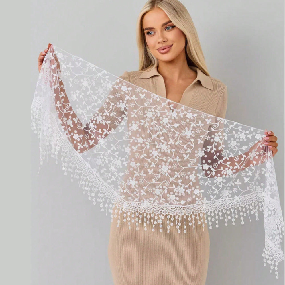 Floral Lace Head Scarf - DippedShop Wholesale - #4707