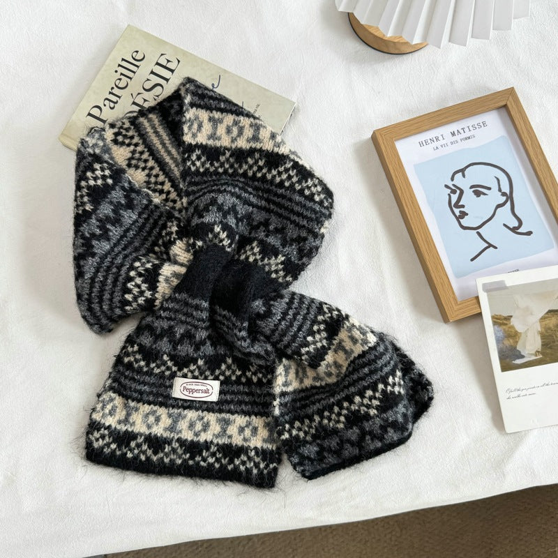 Jacquard Keyhole Mini Scarf - DippedShop Wholesale - #1987